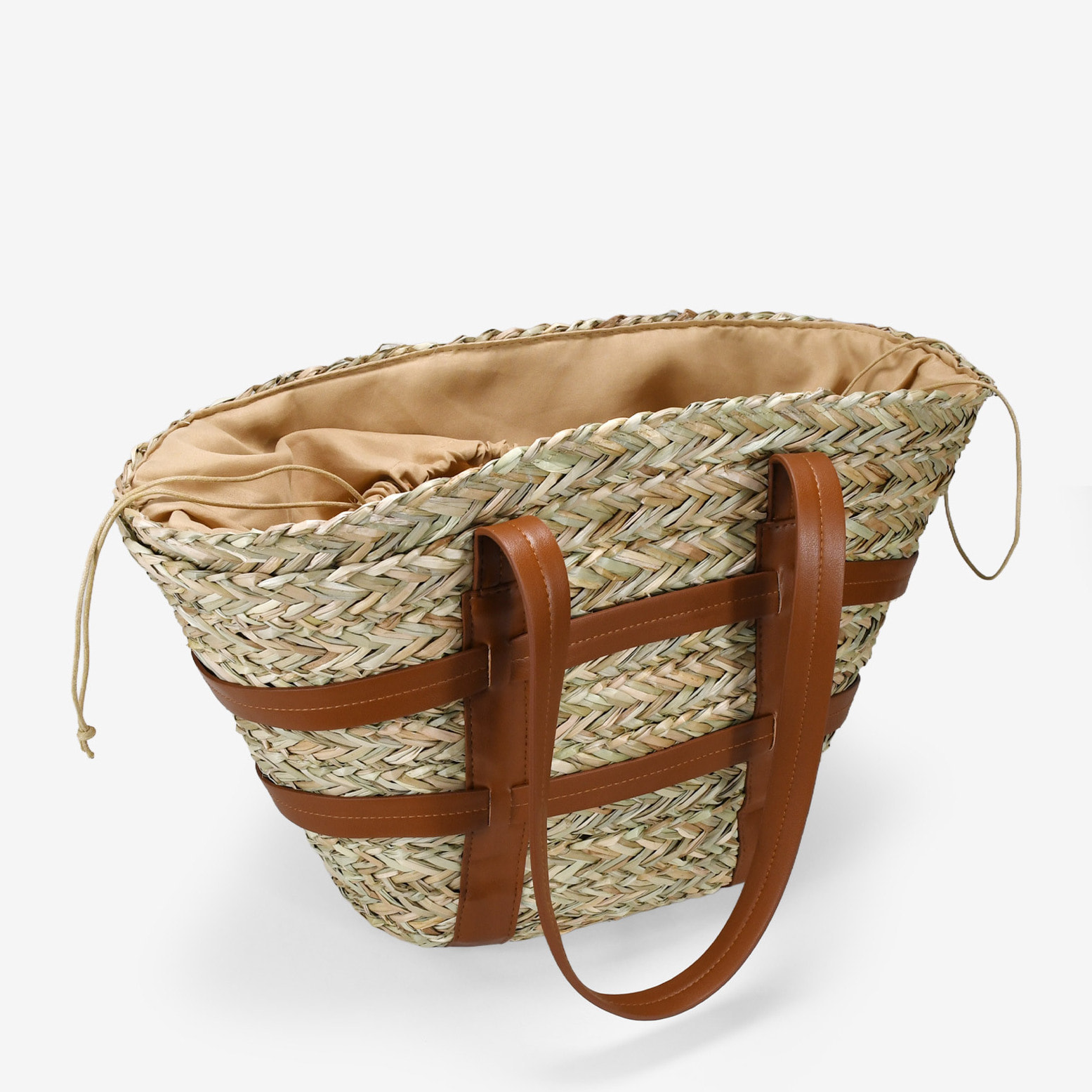 Capazo grande de hombro en rafia natural