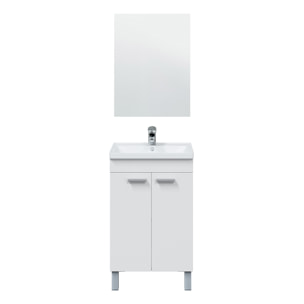 Mueble baño levis 2p 50cm color blanco brillo con espejo, sin lavabo