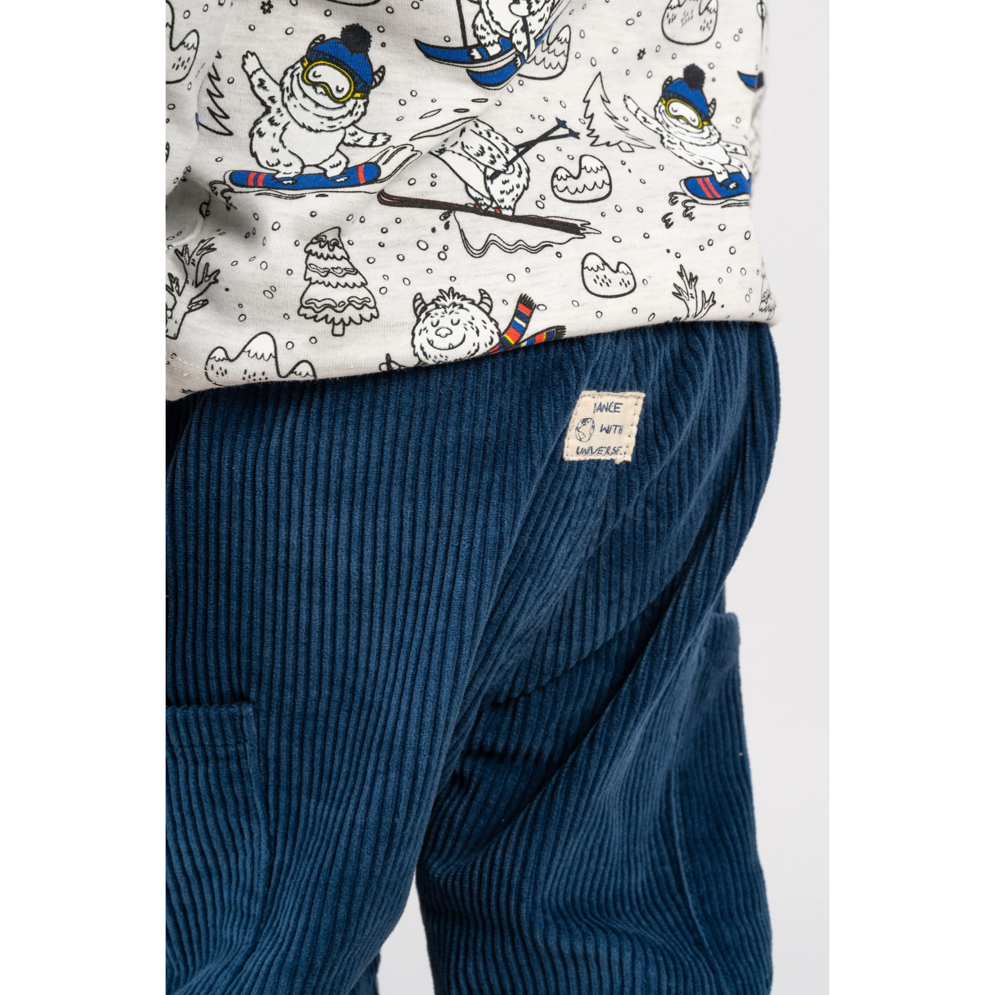 Pantaloni Blu Baby In Velluto A Coste