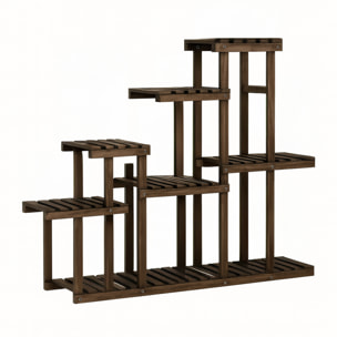 Takumi - Scaffale per Piante Fioriera 113x97x25 cm Porta Vasi da Interno 9 Ripiani in Legno di Abete