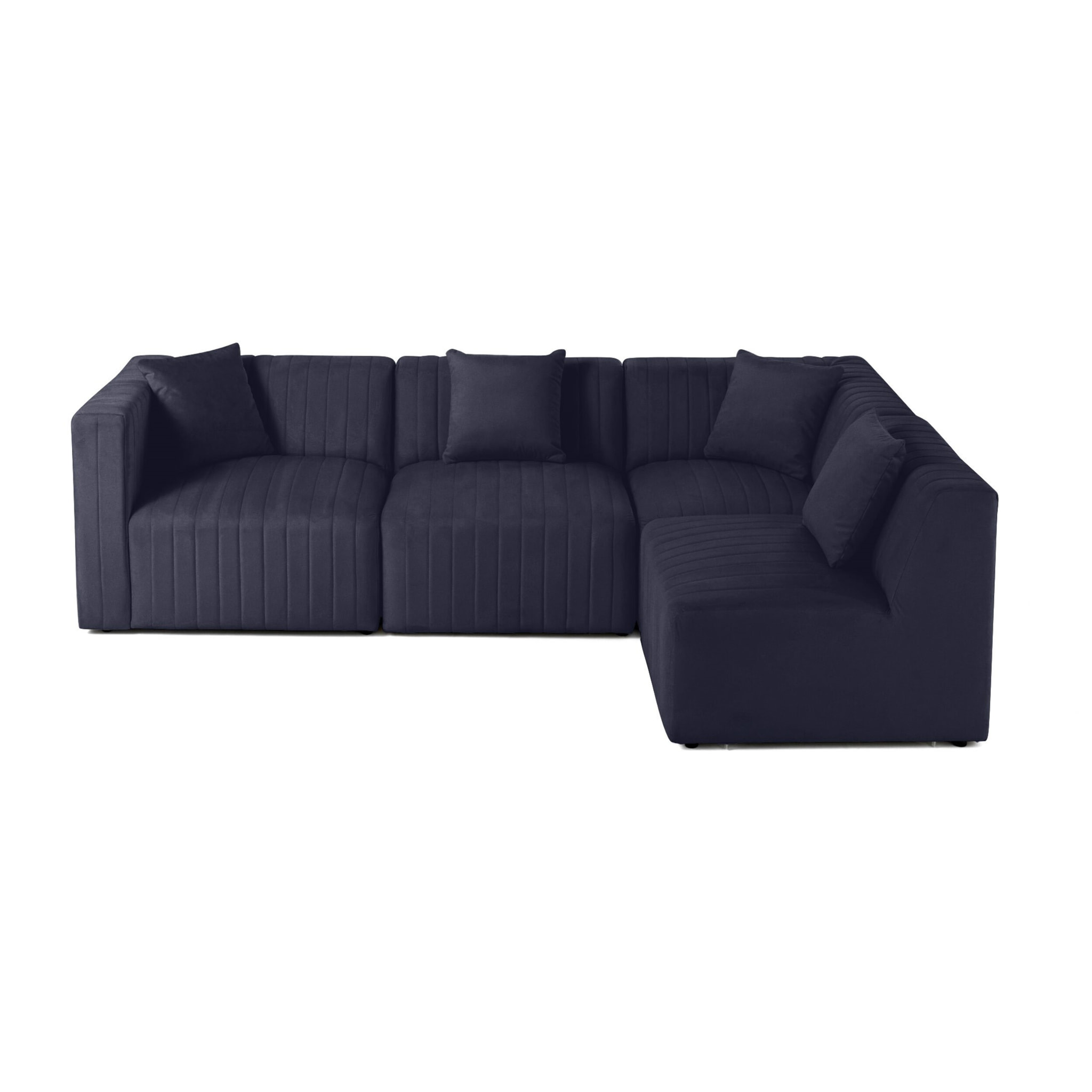 Nova - canapé modulable d'angle droit - 5 places - en velours - Bleu marine