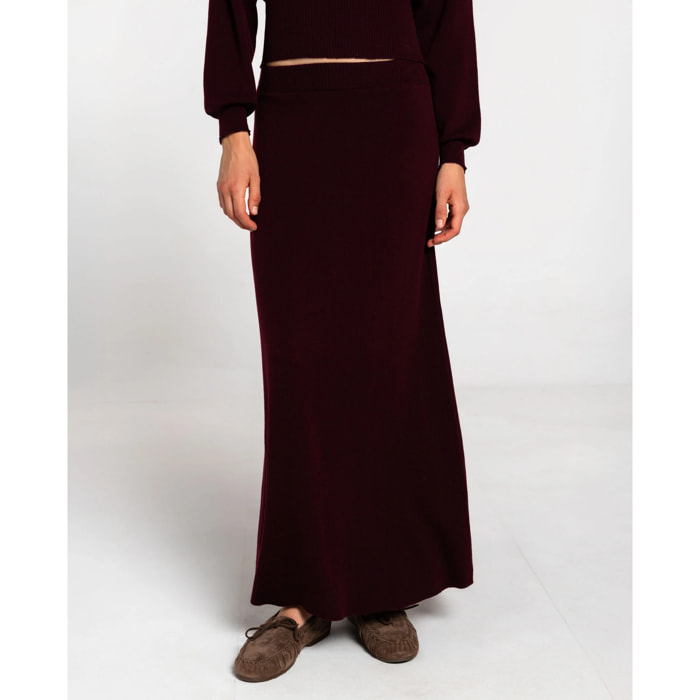 Falda larga de punto recta de mujer