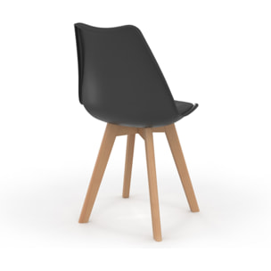 Chaises Nordia noire pieds bois - lot de 6