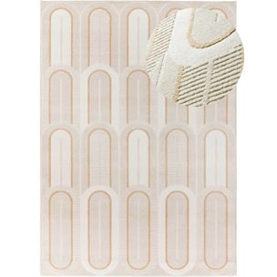 FLORA Alfombra geométrica con relieve en tonos beige, varias medidas disponibles