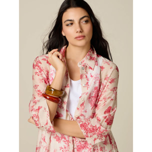 Oltre - Vestido camisero estampado - Blanco