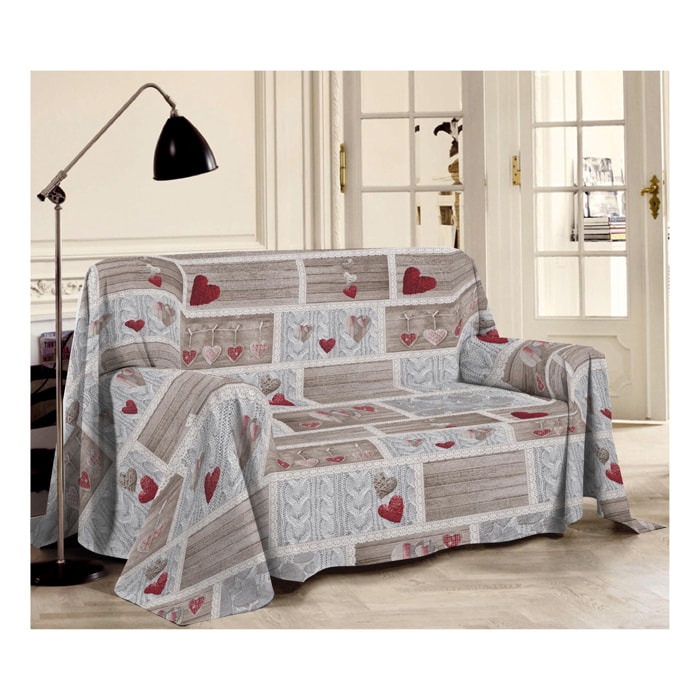 Telo Arredo Multiuso Copritutto 100% Cotone Shabby Love Rosso