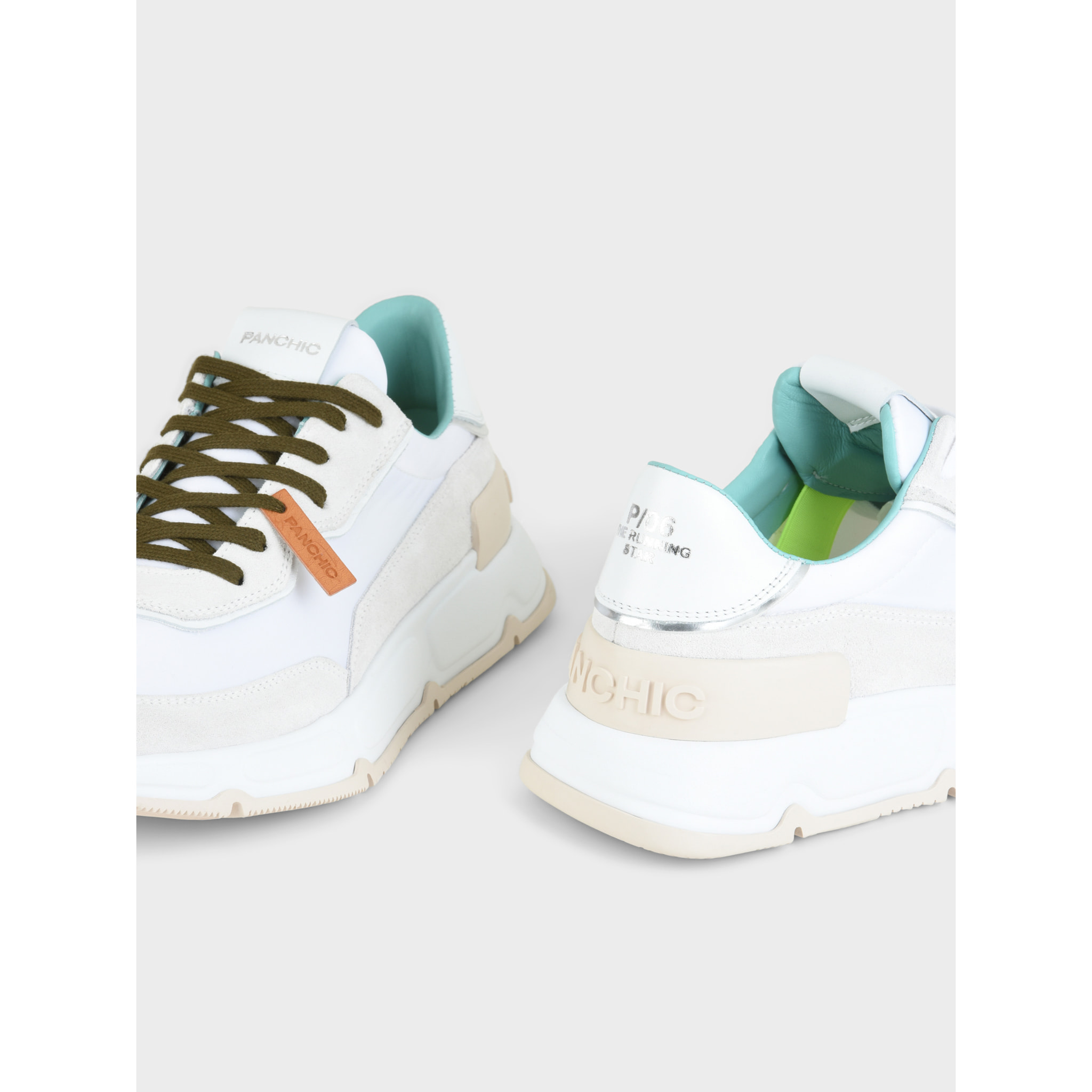 SNEAKER HOMBRE P06 DE NAILON ANTE Y PIEL EFECTO ESPEJO BLANCO