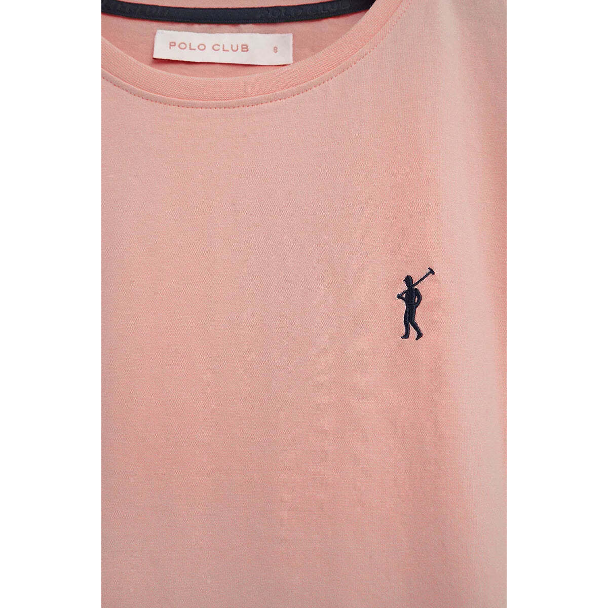 Camiseta rosa palo de manga corta y cuello redondo con bordado Rigby Go