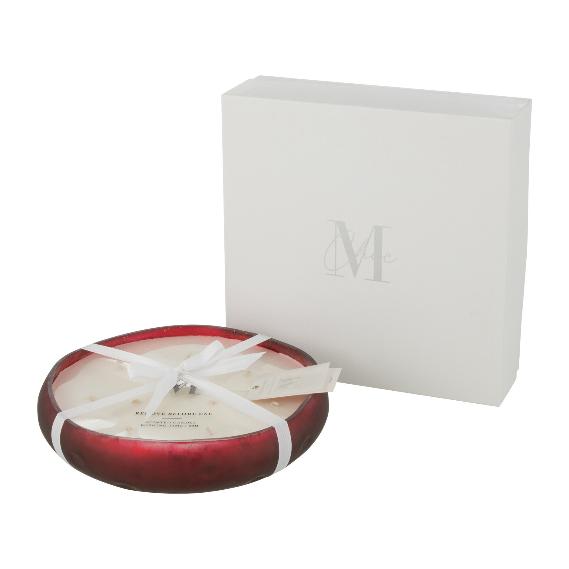 J-Line bougie parfumée M-Chic - Oud & Amber - verre - rouge - large - 40H