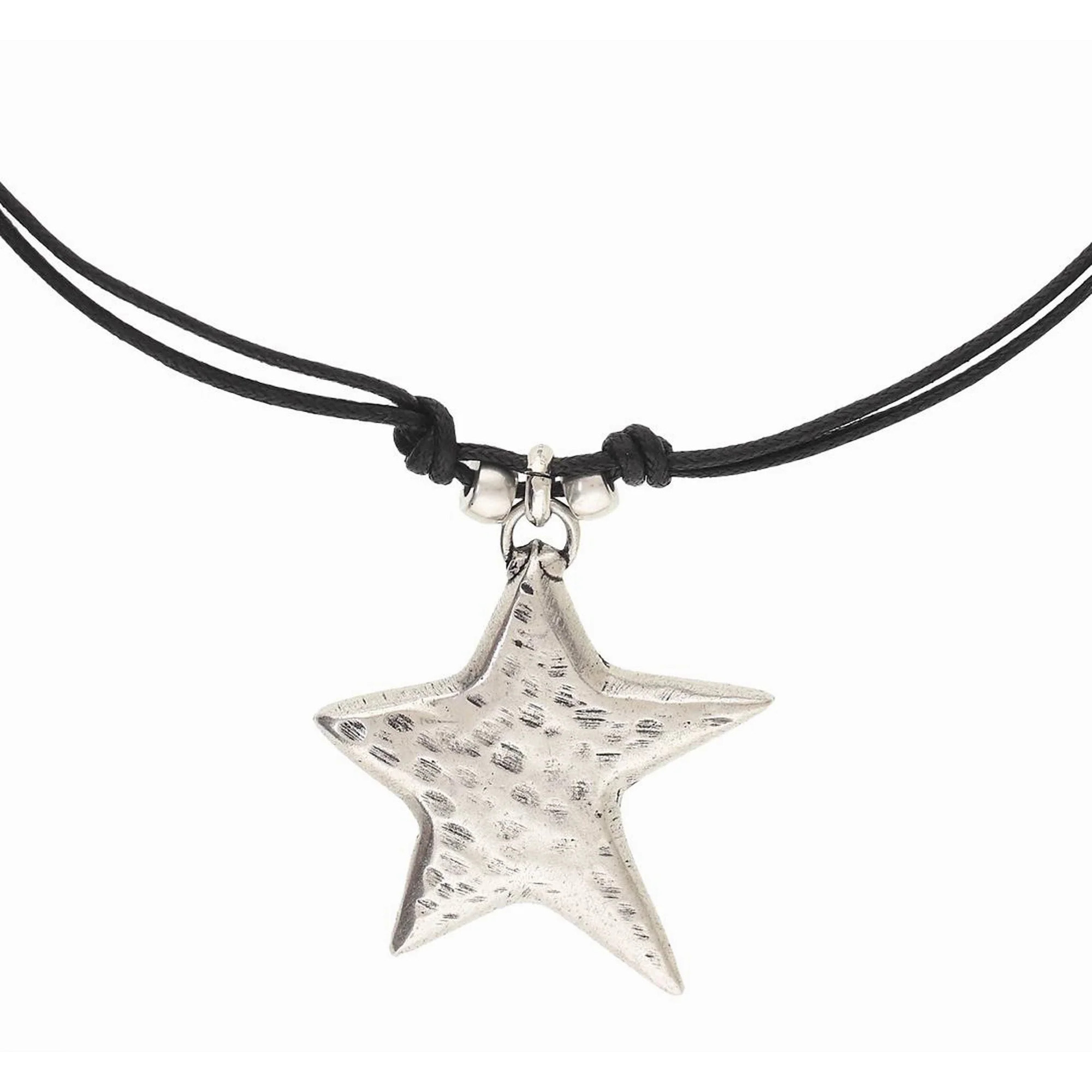 Gargantilla negro plata chapado"Estrella" Central"