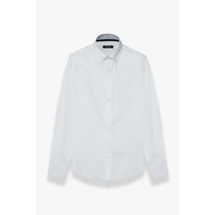 camicia uomo 1 bottone button down slim Satin Unito Bianco