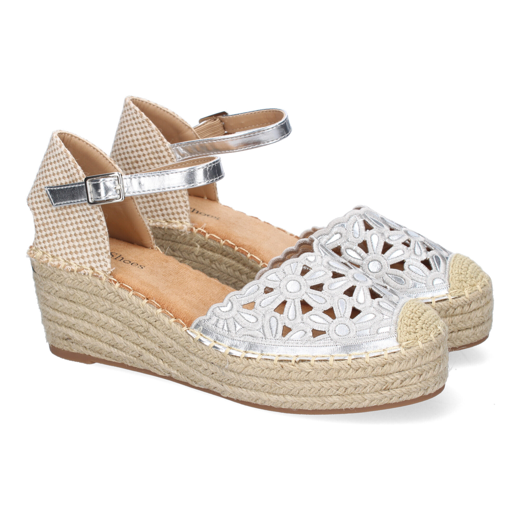 Sandalia de Cuña de Yute para Mujer, Comodas y Elegantes, Diseño Floral Bordado