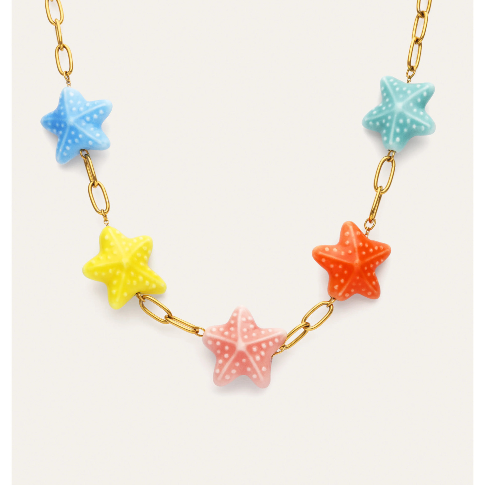 Collar Starfish Chic Color Acero Baño Oro