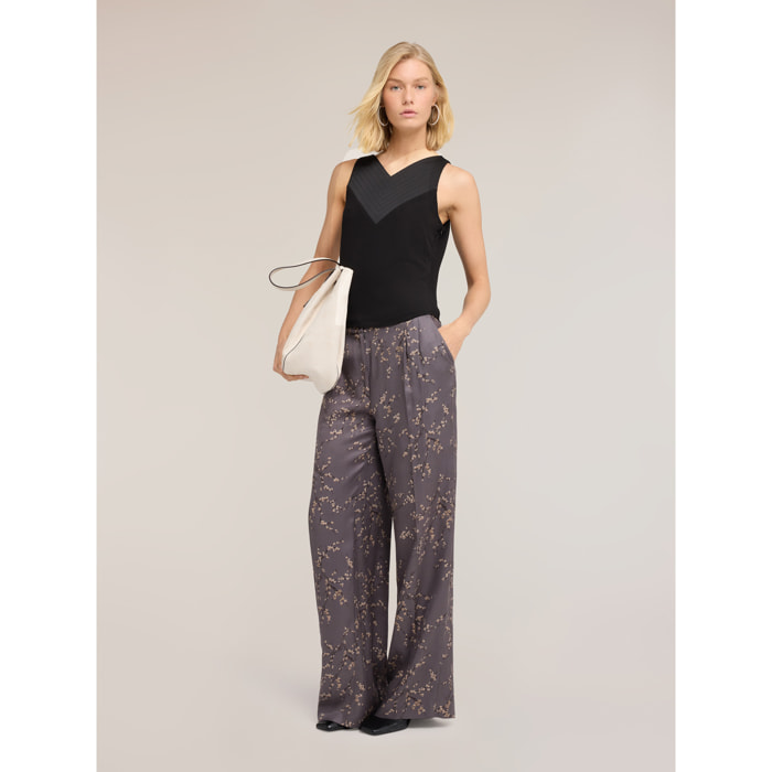 Motivi - Top de georgette con escote en V - Negro