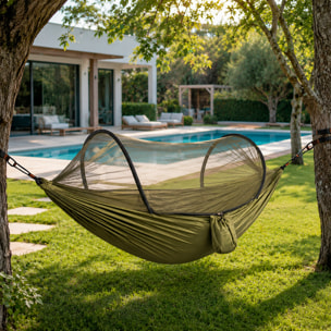 Amaca Da Campeggio Con Zanzariera Integrata 3 In 1 In Nylon 210T Portatile Per Trekking Escursioni Spiaggia Giardino Outdoor Supporto 300 Kg 270 x 140 Cm Verde Militare