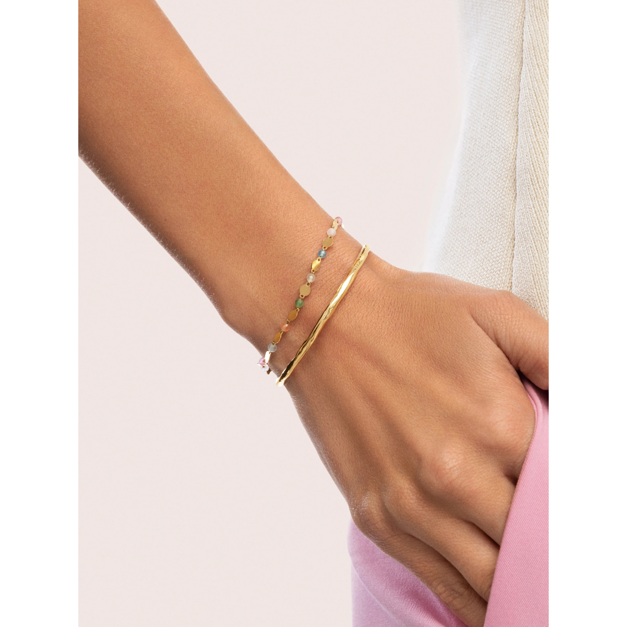 Pulsera Crystals Solar Acero Baño Oro