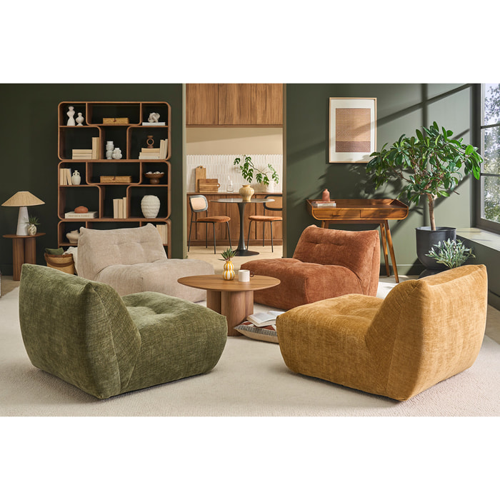 Fauteuil lounge en tissu effet velours texturé bronze BUMPY