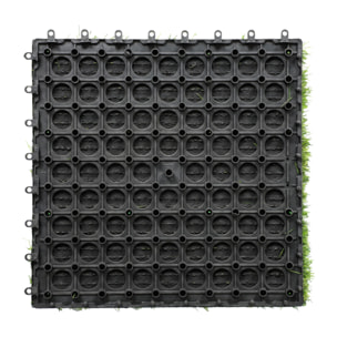 Gazon synthétique artificiel set de 22 dalles carreaux 30 x 30 cm ép. confort 2,5 cm à emboîter vert