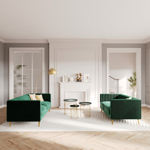 Tables d'appoints rondes en métal bleu gris et laiton (lot de 3) - Palombe