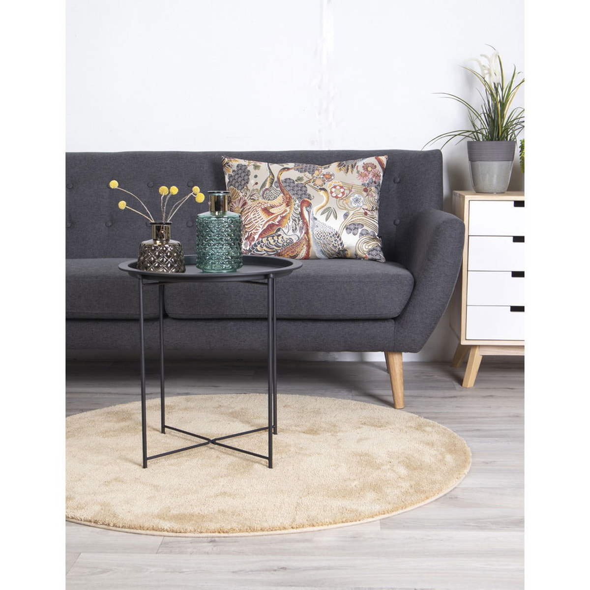 Tavolino d'appoggio Bastia in acciaio nero, ø47×50 cm