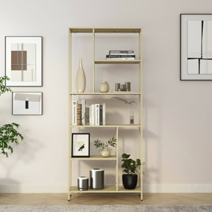 Libreria Cenadi, Scaffale da ufficio, Mobile portalibri, Biblioteca, 80x30 h188 cm, Panna