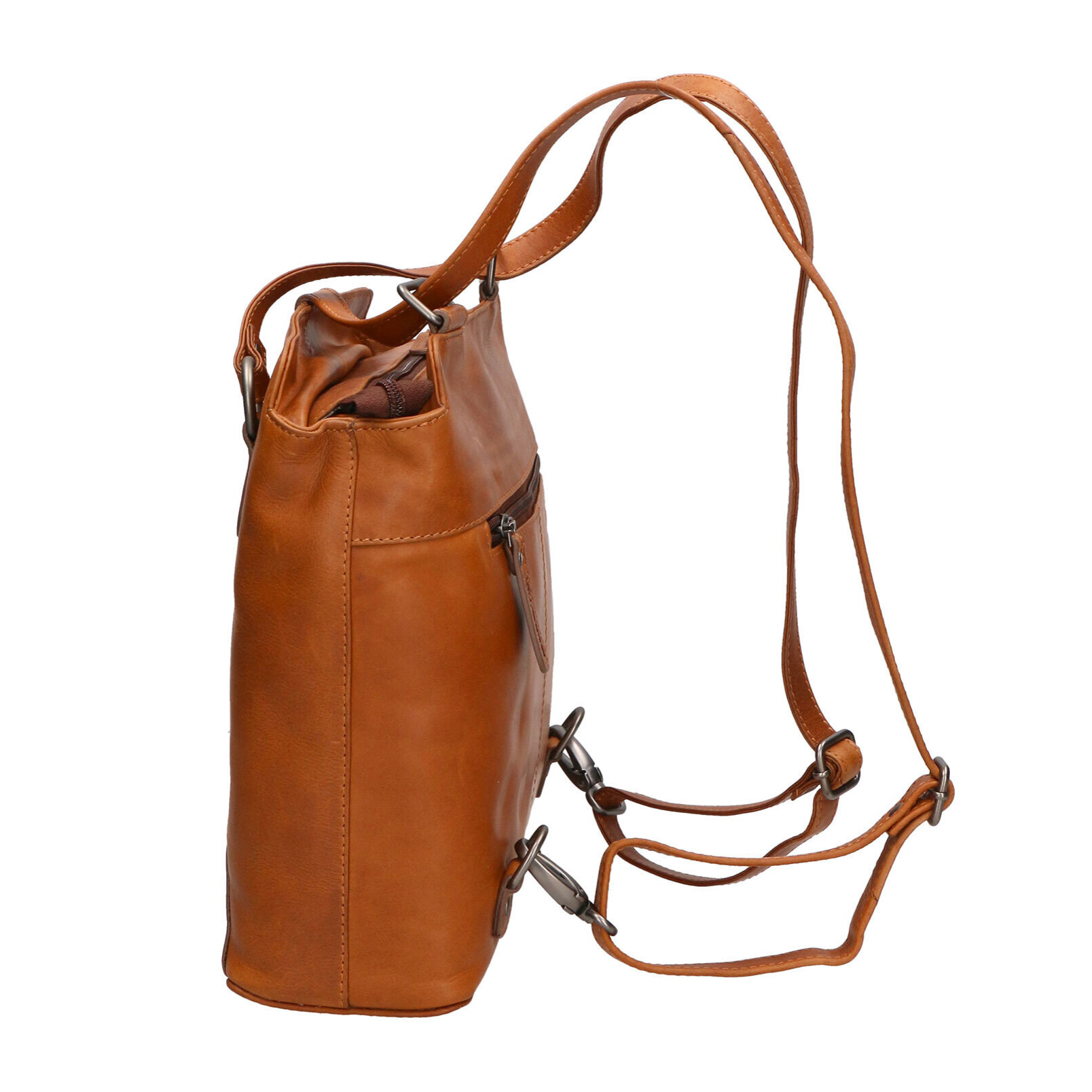 Borsa a spalla convertibile in zaino  da uomo In Vera pelle Made in Italy 19x27x11 cm