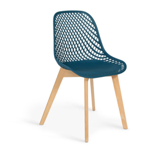 Chaises Maëlle assise ajourée et pieds bois - Mix color - Gris, noir, bleu, blanc