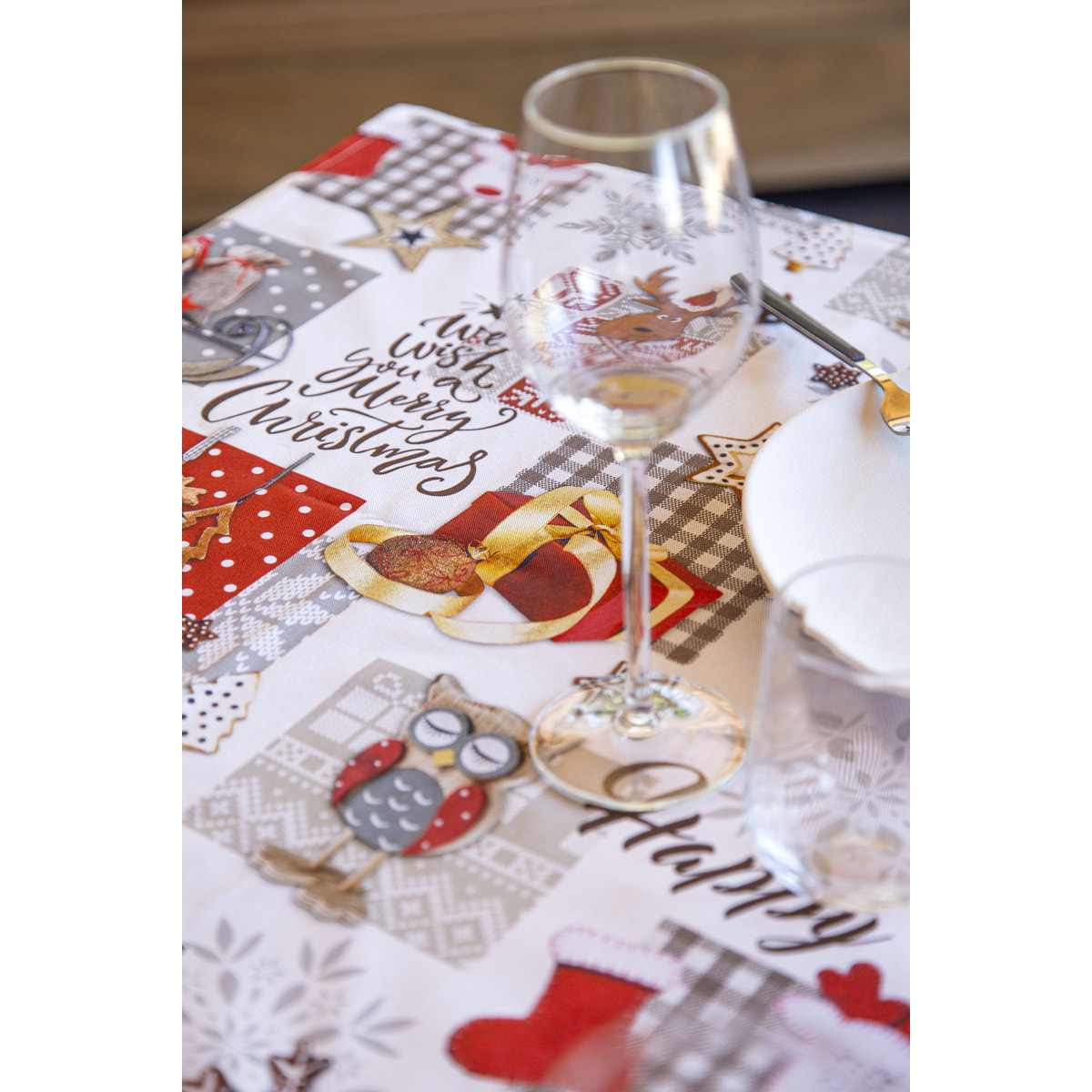 NOËL NAIVE -  Nappe de Noël 100% coton - plusieur dimensions