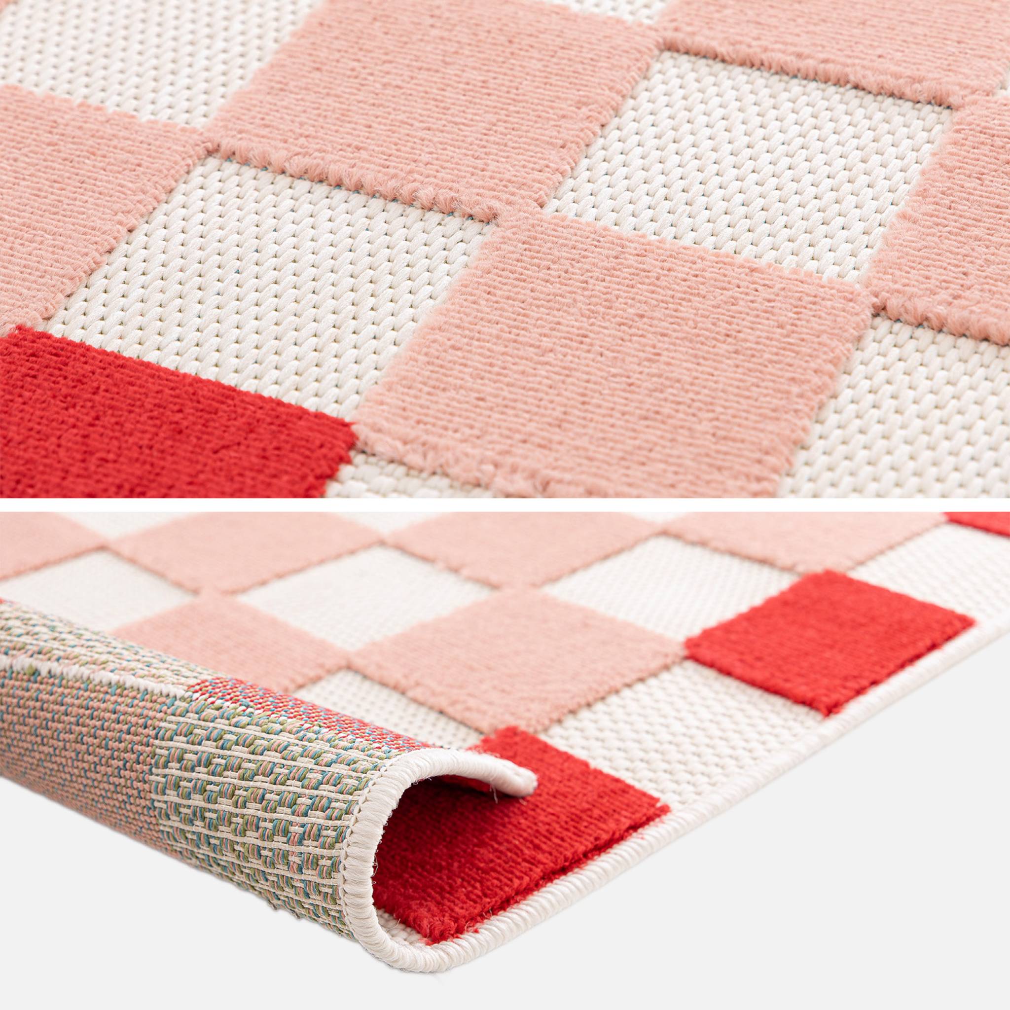 Tapis intérieur/extérieur damier rose et rouge  MONA