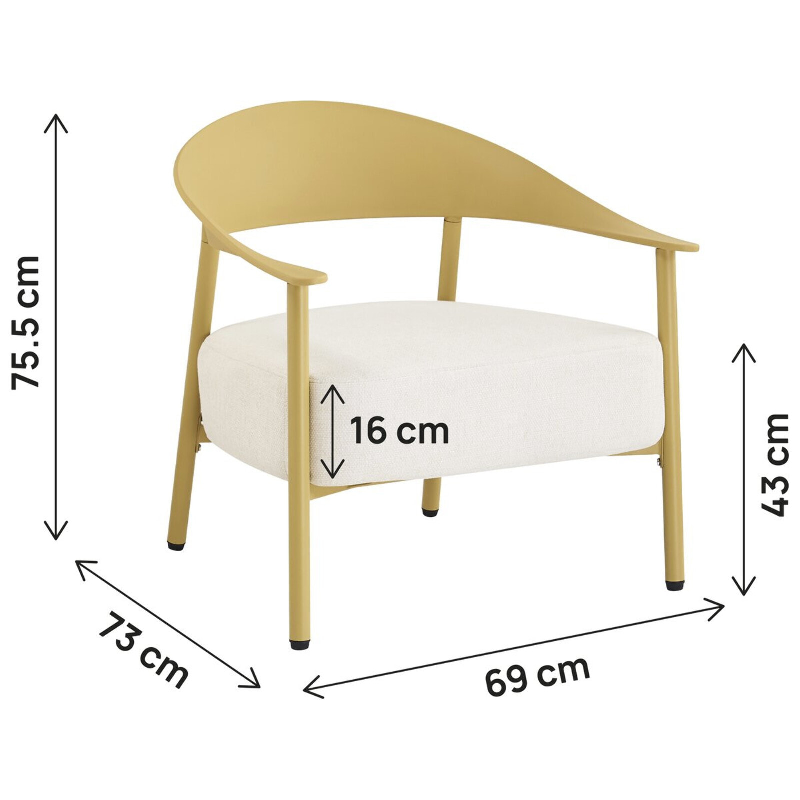 Lot de 2 fauteuils de jardin en plastique et métal "Céora" - Jaune