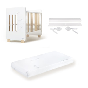 Cuna Modelo Star Nature Blanca con Colchón y Kit Colecho