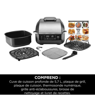 Grille-viande NINJA Foodi Air Grill  EG351 gris thermosonde à poser, 25.5x24.5 cm