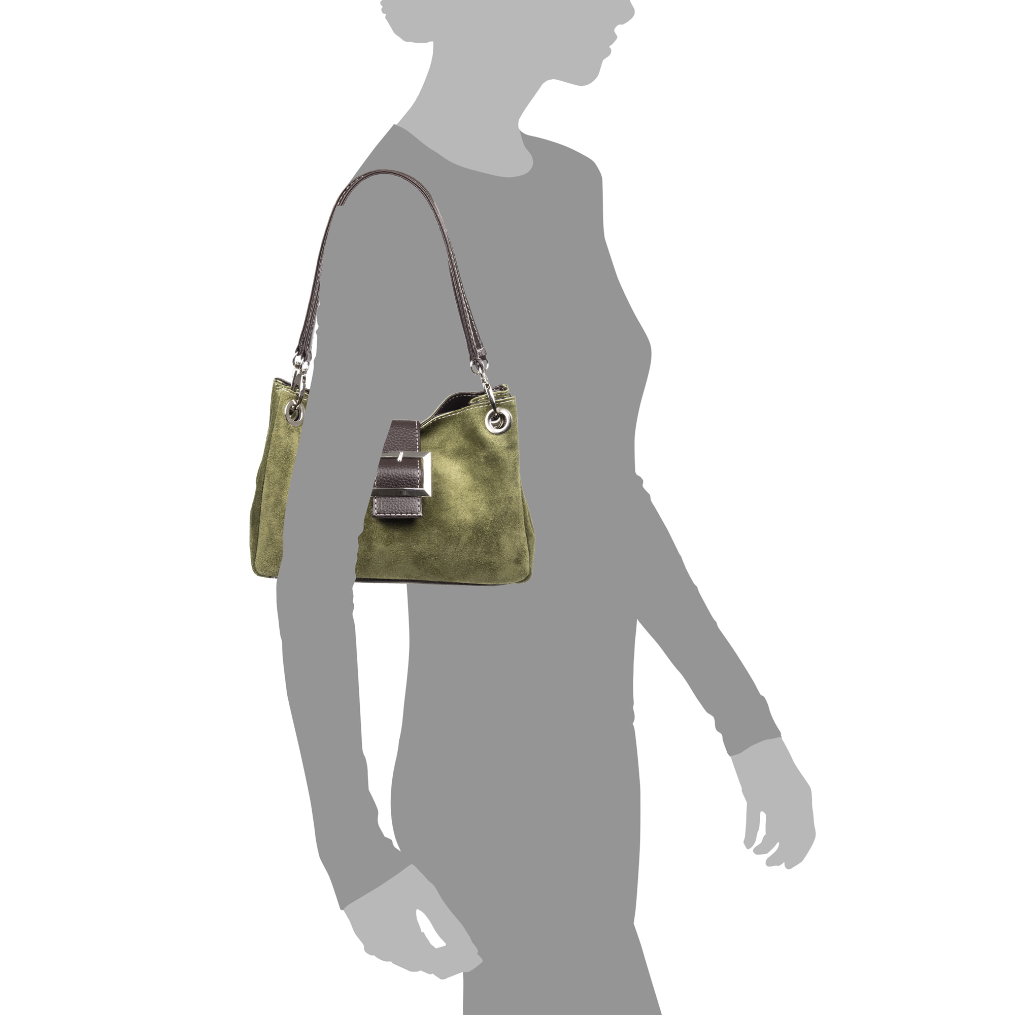 Aicurzio Borsa a spalla Donna. Pelle scamosciata autentica Dollaro