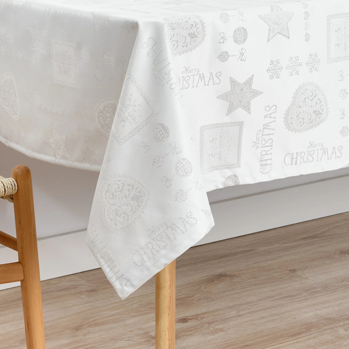 Nappe en tissu jacquard fil d'argent PSC4732A