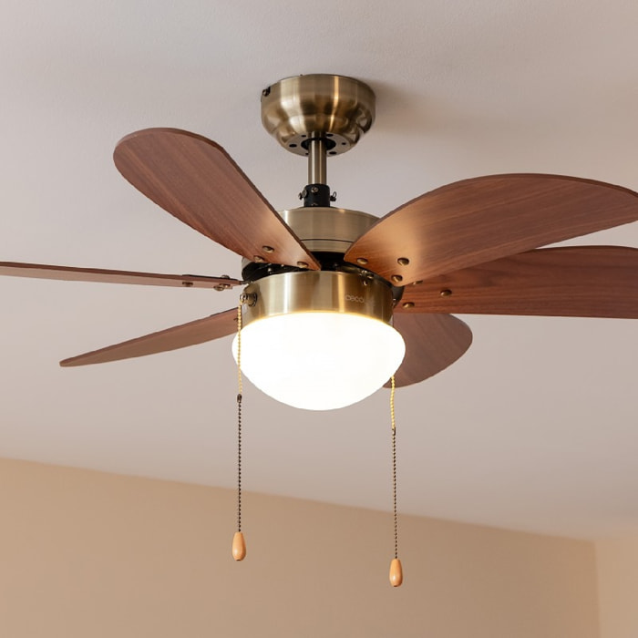 Cecotec Ventilatore da soffitto con luce EnergySilence Aero 365 Gold&Wood