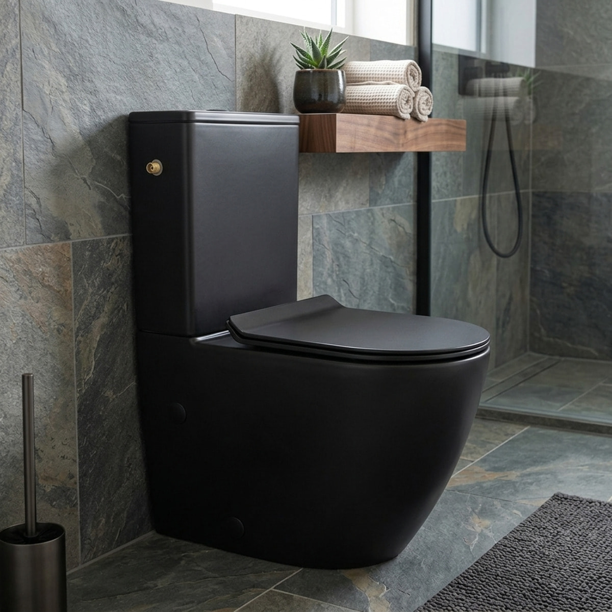PixL WC à poser sans bride + abattant SoftClose + réservoir de chasse, alimentation latérale, noir mat (CEPX030RREXVPBKM)