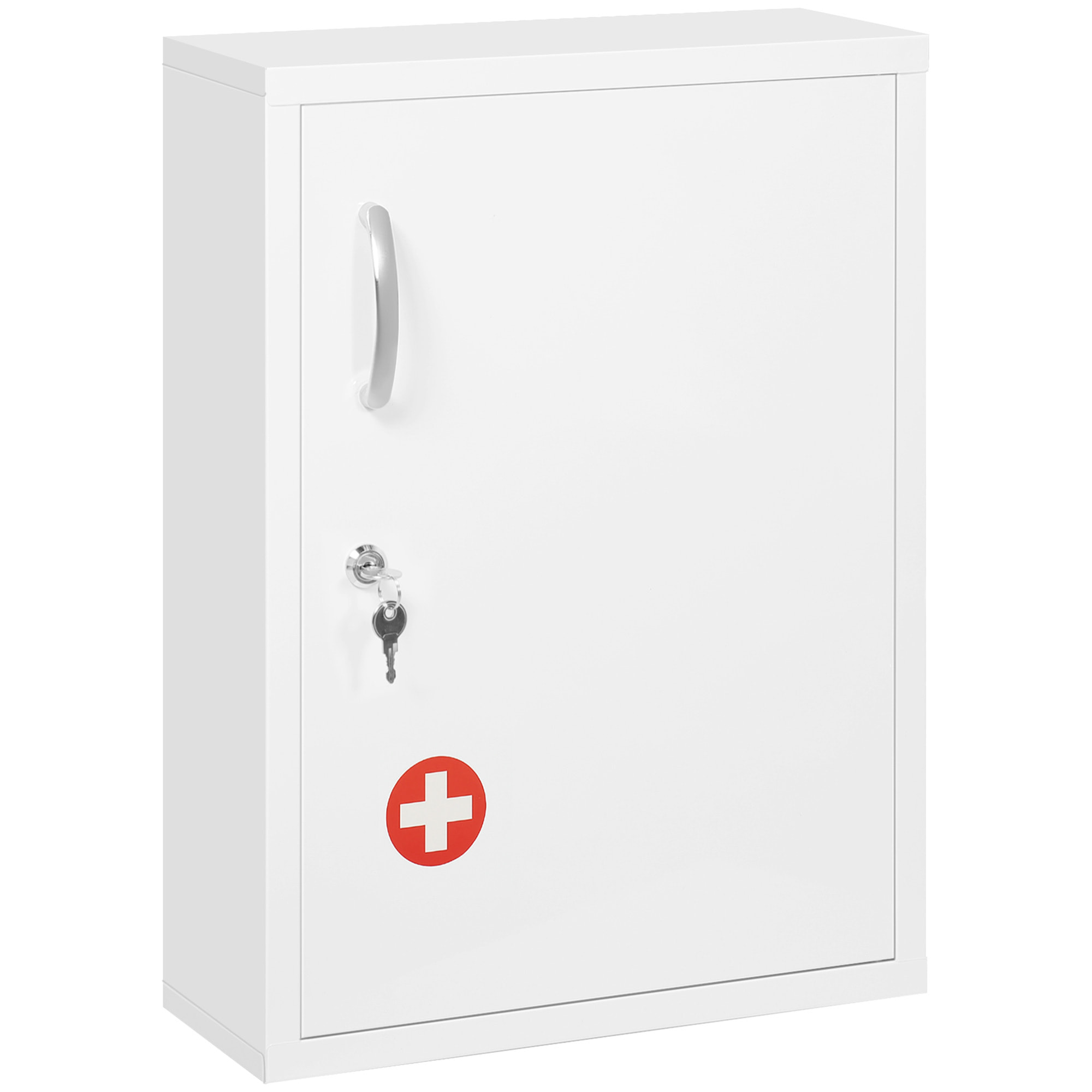 Botiquín de Pared de Acero Botiquín para Medicinas de 3 Niveles Armario de Botiquín con Cerradura y 2 Llaves para Cocina Baño 40x15x53,5 cm Blanco