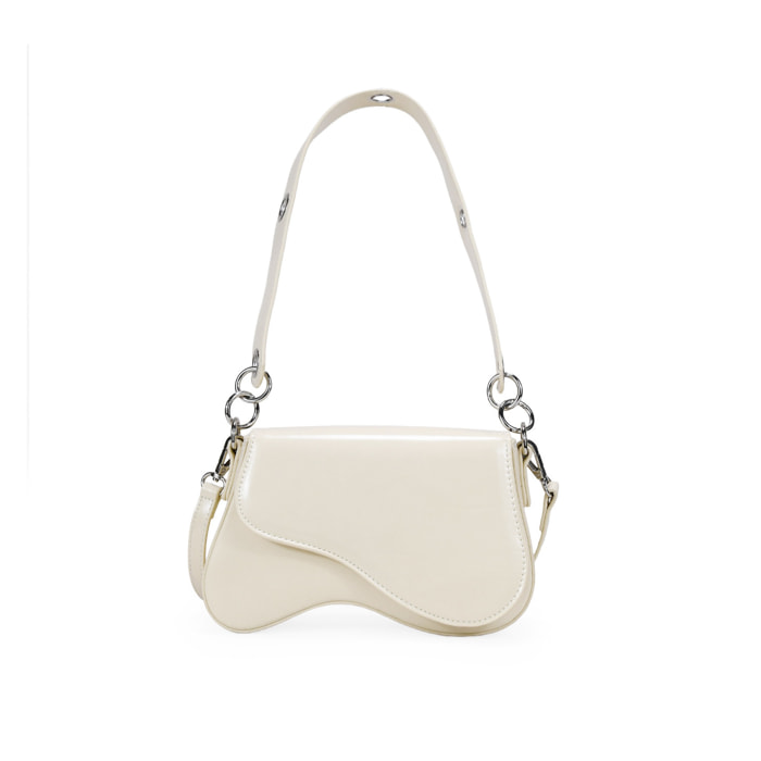 Bolso de hombro beige con solapa