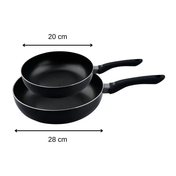 Set de 2 woks de cuisine 20 cm et 28 cm avec fond en nid d'abeille et doseur d'huile Elo Smart Life