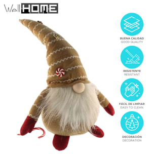 Gnomo sentado decorativo navideño con sombrero, diseño nórdico original