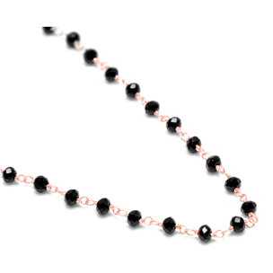 Cadena de Plata de Ley 925 con cuentas en circonita negra natural.