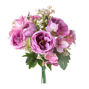 Bouquet Cabbage Rose - Pezzi 4 - Colore: Rosa - 22xH35x22cm - Bianchi Dino -