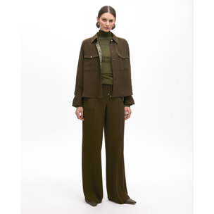 Pantaloni dritti con elastico e nervatura centrale