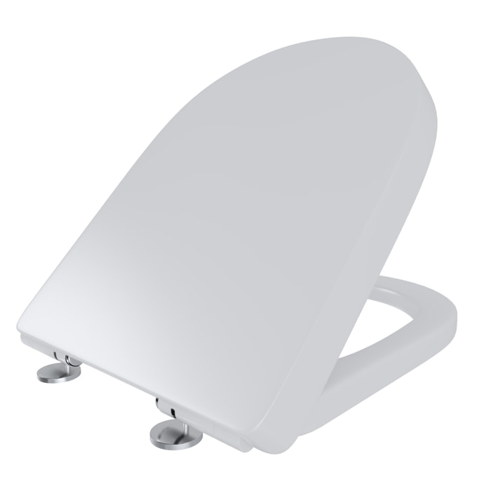 Sedile WC Copriwater Tavoletta UNIVERSALE Rapido Montaggio Soft Close Chiusura Ammortizzata In Plastica Antibatterica 458x361 Mm Bianco Forma D