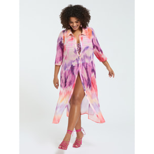 Fiorella Rubino - Vestito chemisier in georgette tie-dye - Viola