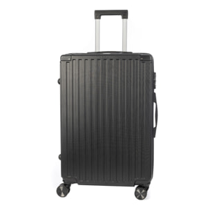 DAM Valigia media trolley rigida ultraleggera, in ABS ad alta resistenza con angoli rinforzati. Chiusura numerica e 4 ruote doppie estraibili e girevoli a 360°. 42x25x67 Cm. Colore: Nero