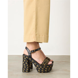 Sandalia en piel con tacón de 13 cm