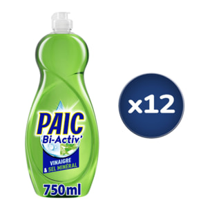 Pack de 12 - Liquide Vaisselle Paic Vinaigre et sel mineral - 750ml