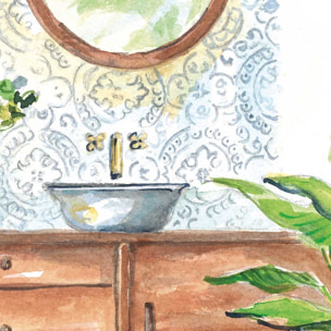 Affiche Greenery Bath Affiche sous cadre noir