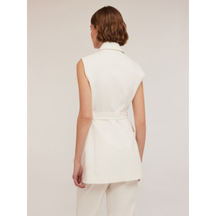 Motivi - Gilet lungo con cintura - Bianco